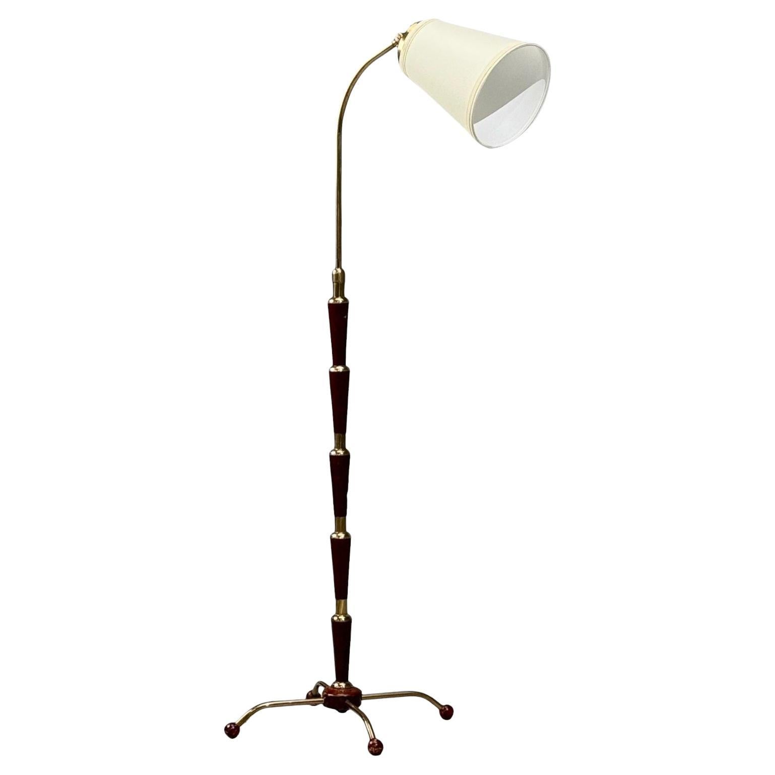 Josef Frank, Model 1842 Floor Lamp, Mahogany, Brass, Sweden, 1950s