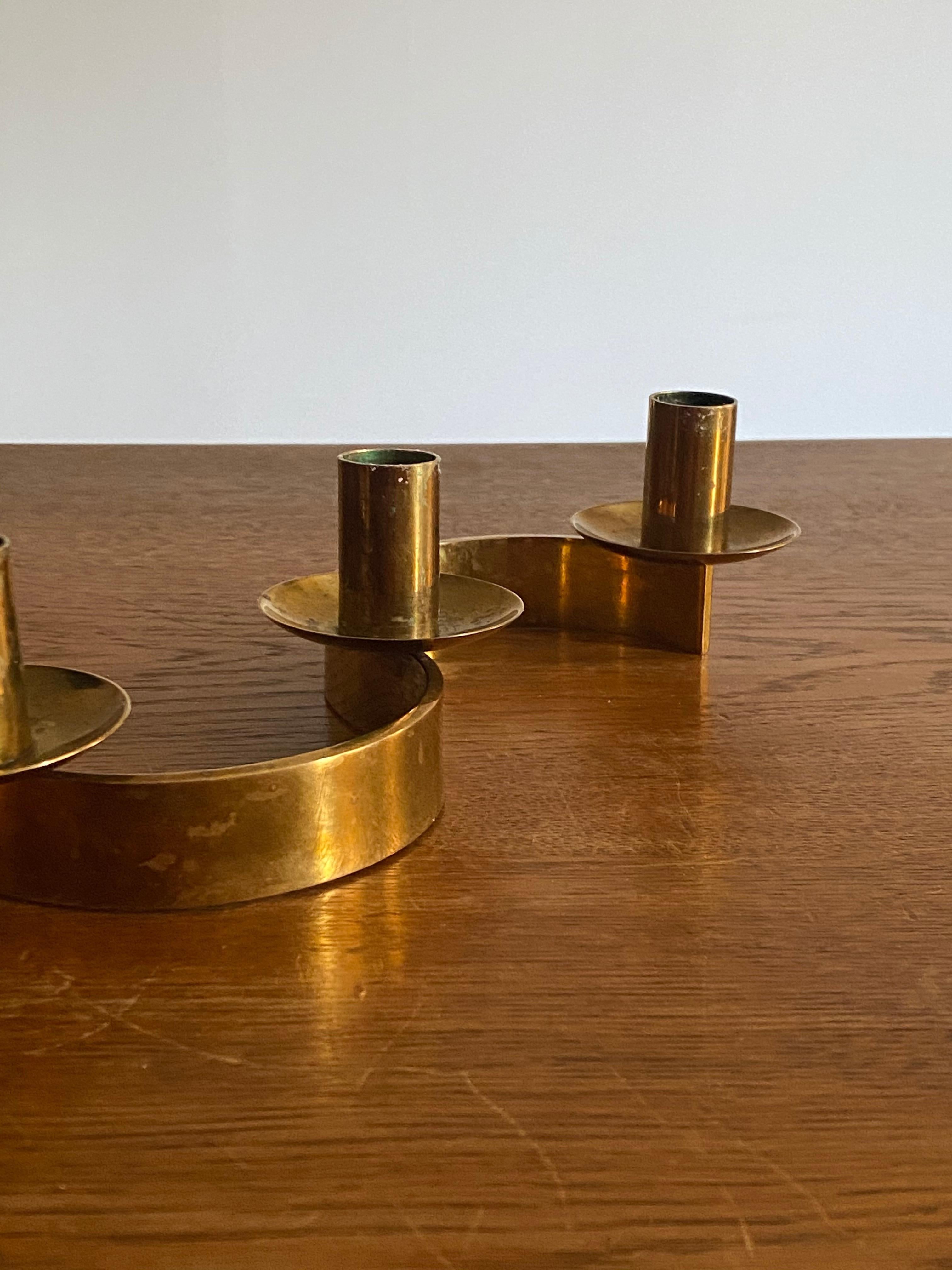 Josef Frank, Organic Candelabra, Brass, for Svenskt Tenn, Sweden, 1950s In Good Condition In High Point, NC