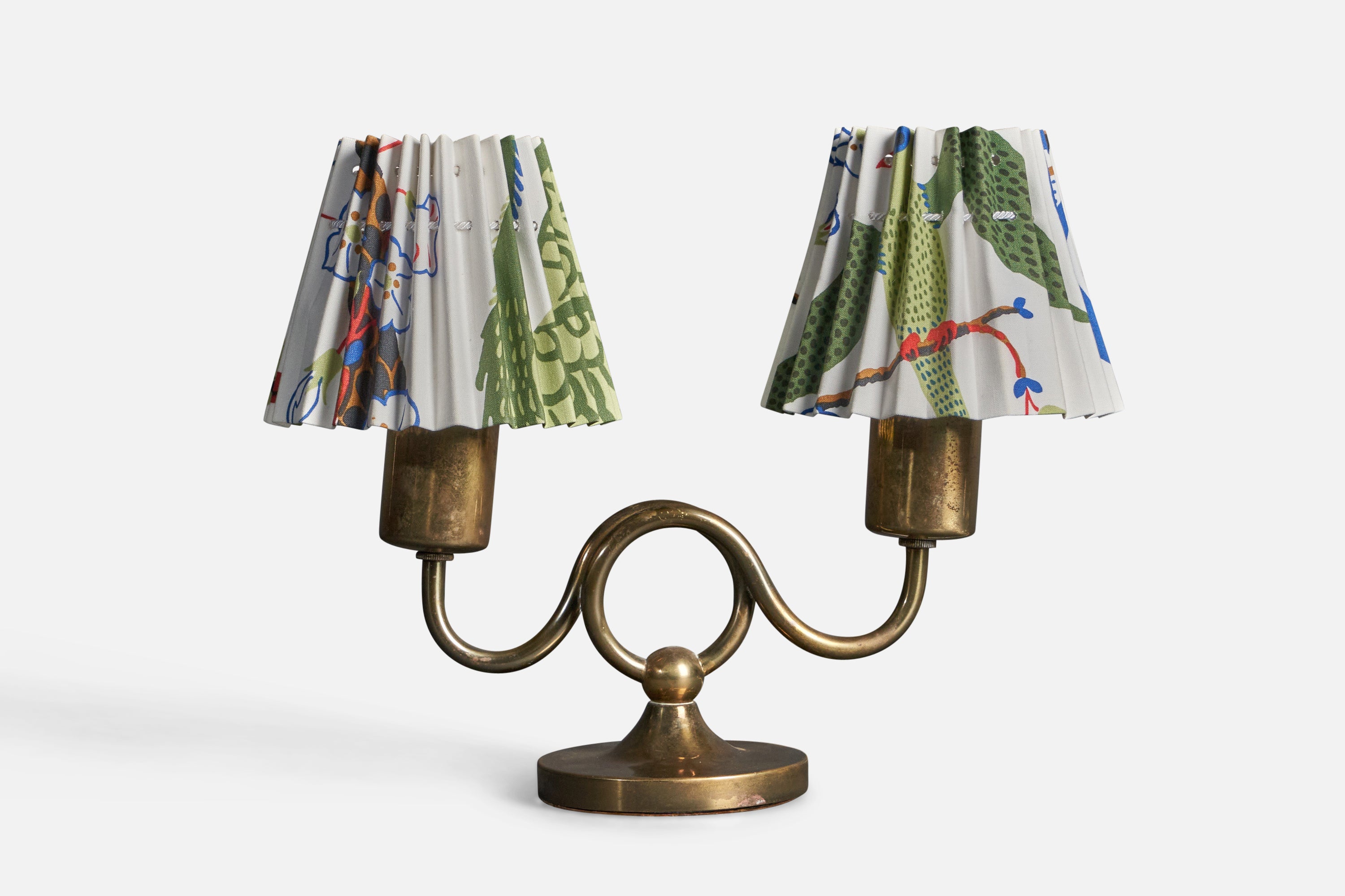 Josef Frank, Organische Tischlampe, Messing, Papier, Svenskt Tenn, 1950er Jahre