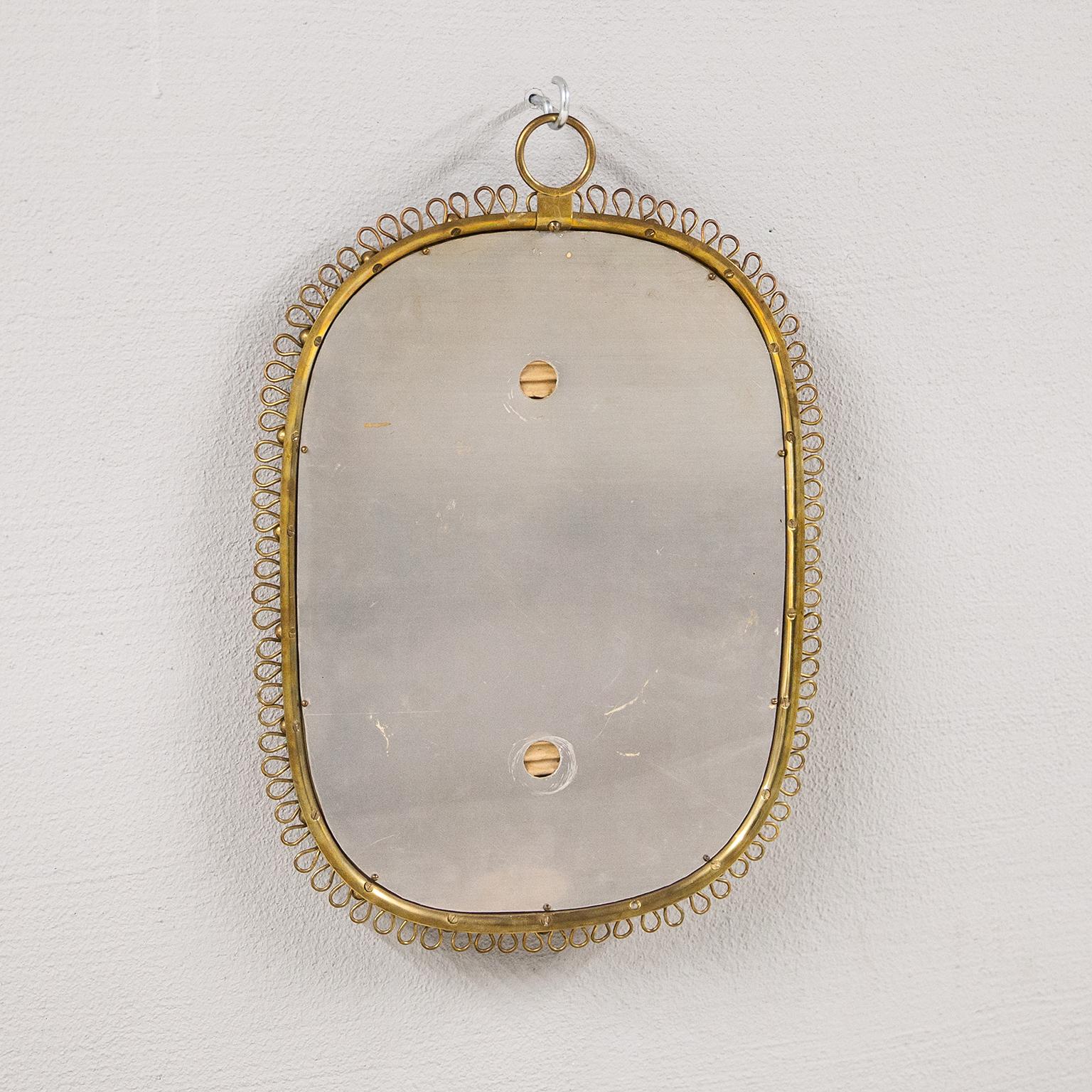Swedish Josef Frank Oval Brass Mirror 1950s