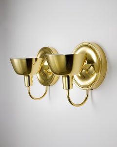 Josef Frank Pair of Wall Lamps in Brass Svenskt Tenn Model 2389, 1950s