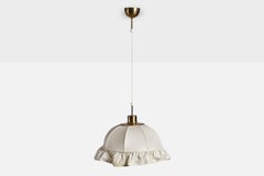 Josef Frank, Pendant Light, Brass, Fabric, Sweden, 1950s