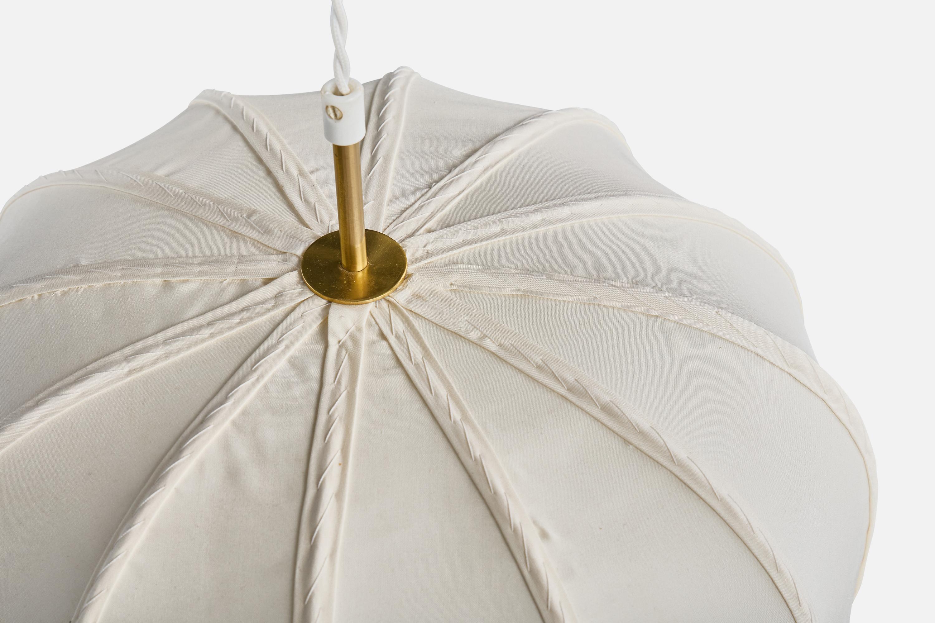 Frank Josef Frank, Lampada a sospensione, Ottone, Tessuto, Svezia, anni '50 in vendita 1