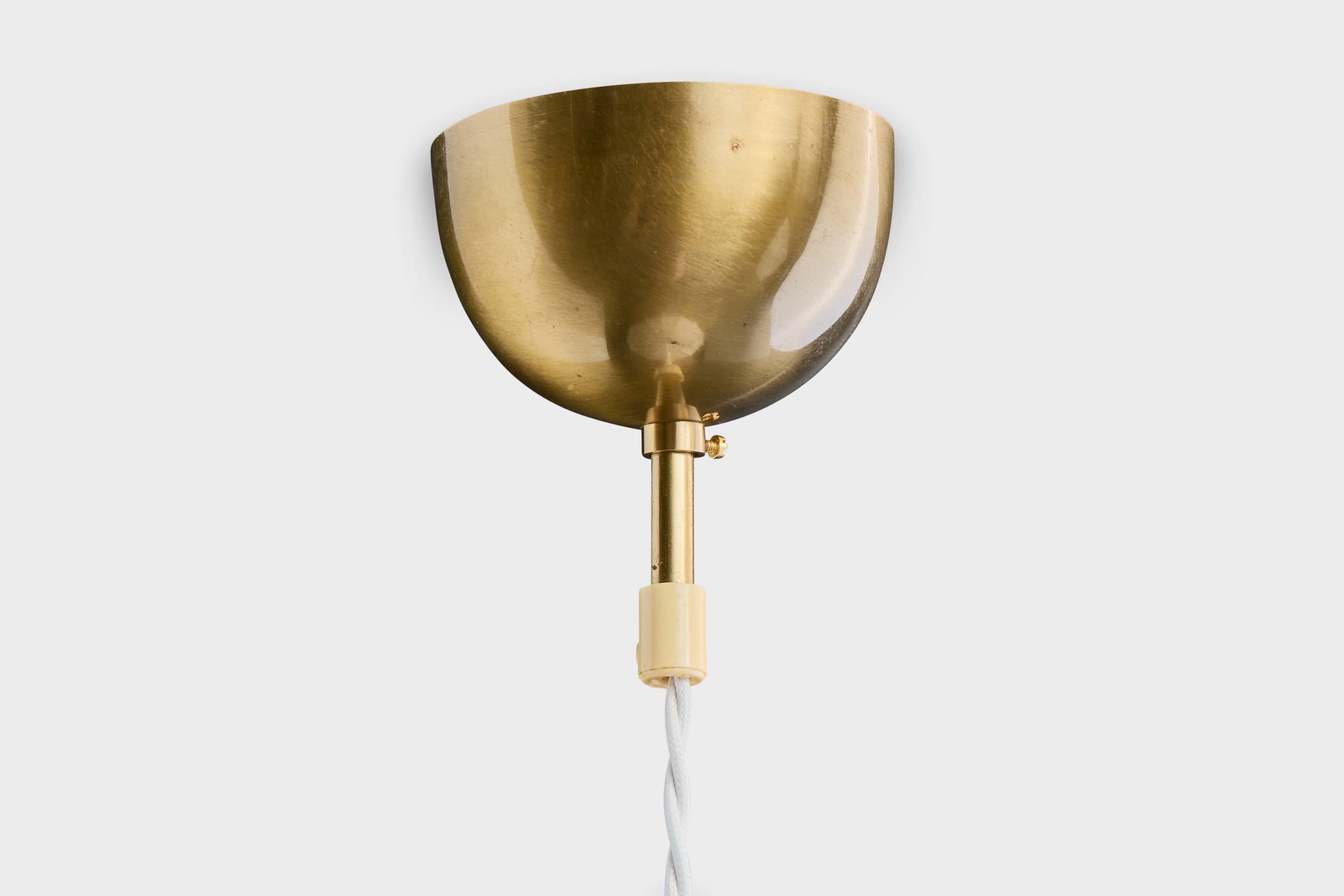 Frank Josef Frank, Lampada a sospensione, Ottone, Tessuto, Svezia, anni '50 in vendita 3