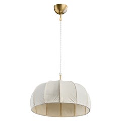Josef Frank, Pendant Light, Brass, Fabric, Sweden, 1950s
