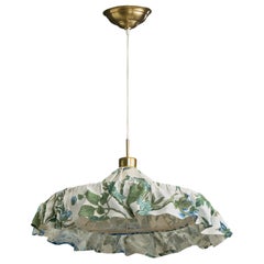 Josef Frank, lampe à suspension, laiton, tissu, Suède, années 1960