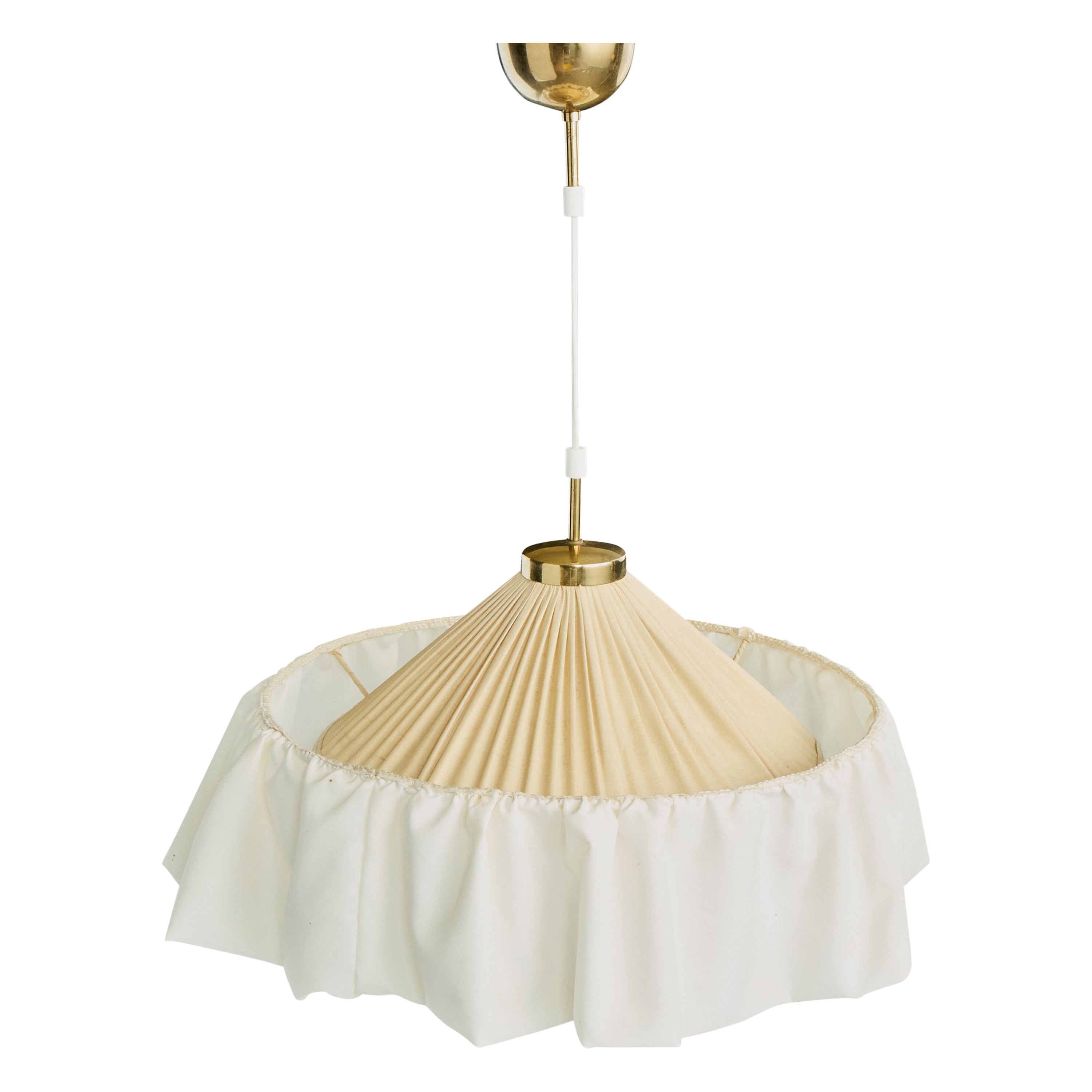 Josef Frank, Pendant Light, Brass, Fabric, Sweden, 1970s