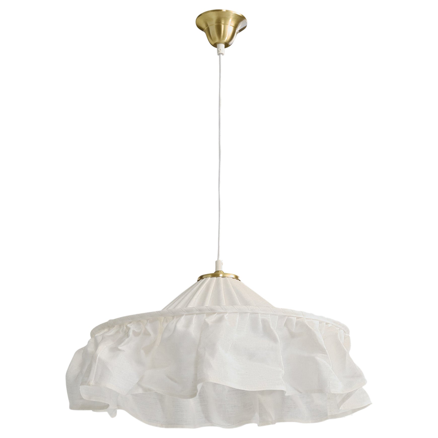 Josef Frank, Pendant Light, Brass, Fabric, Sweden, 1970s