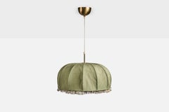 Josef Frank, Pendant Light, Fabric, Brass, Sweden, 1950s