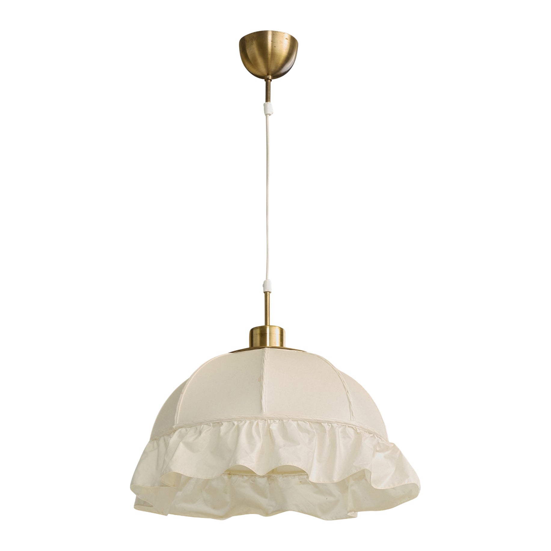 Josef Frank, Pendant Light, Fabric, Brass, Sweden, 1970s