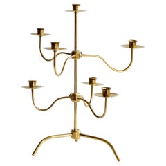 Josef Frank, Rare Adjustable Brass Candelabra for Svenskt Tenn, Swedish Modern