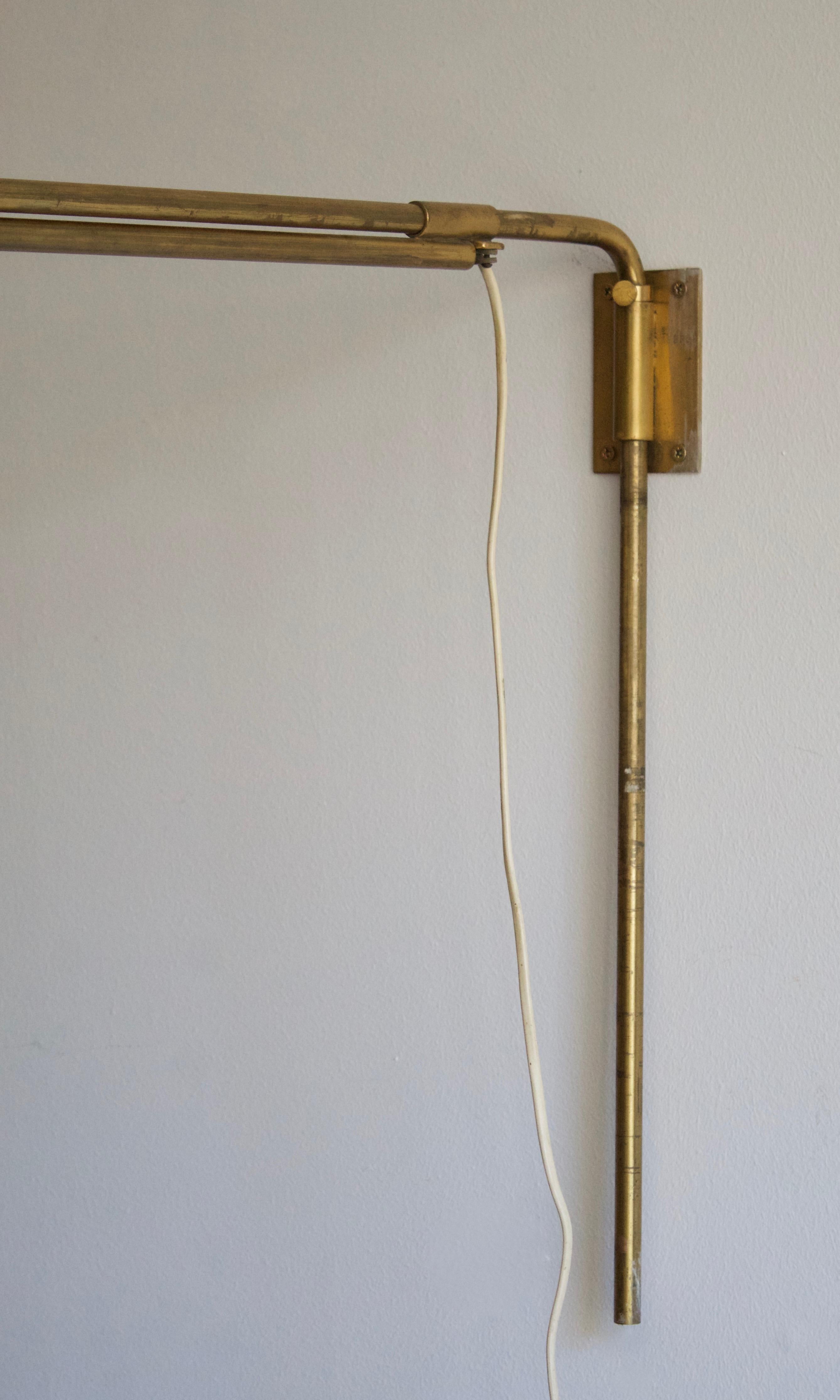 Josef Frank, Rare Adjustable Wall Light, Brass, Svenskt Tenn, Sweden, 1950s In Good Condition In High Point, NC