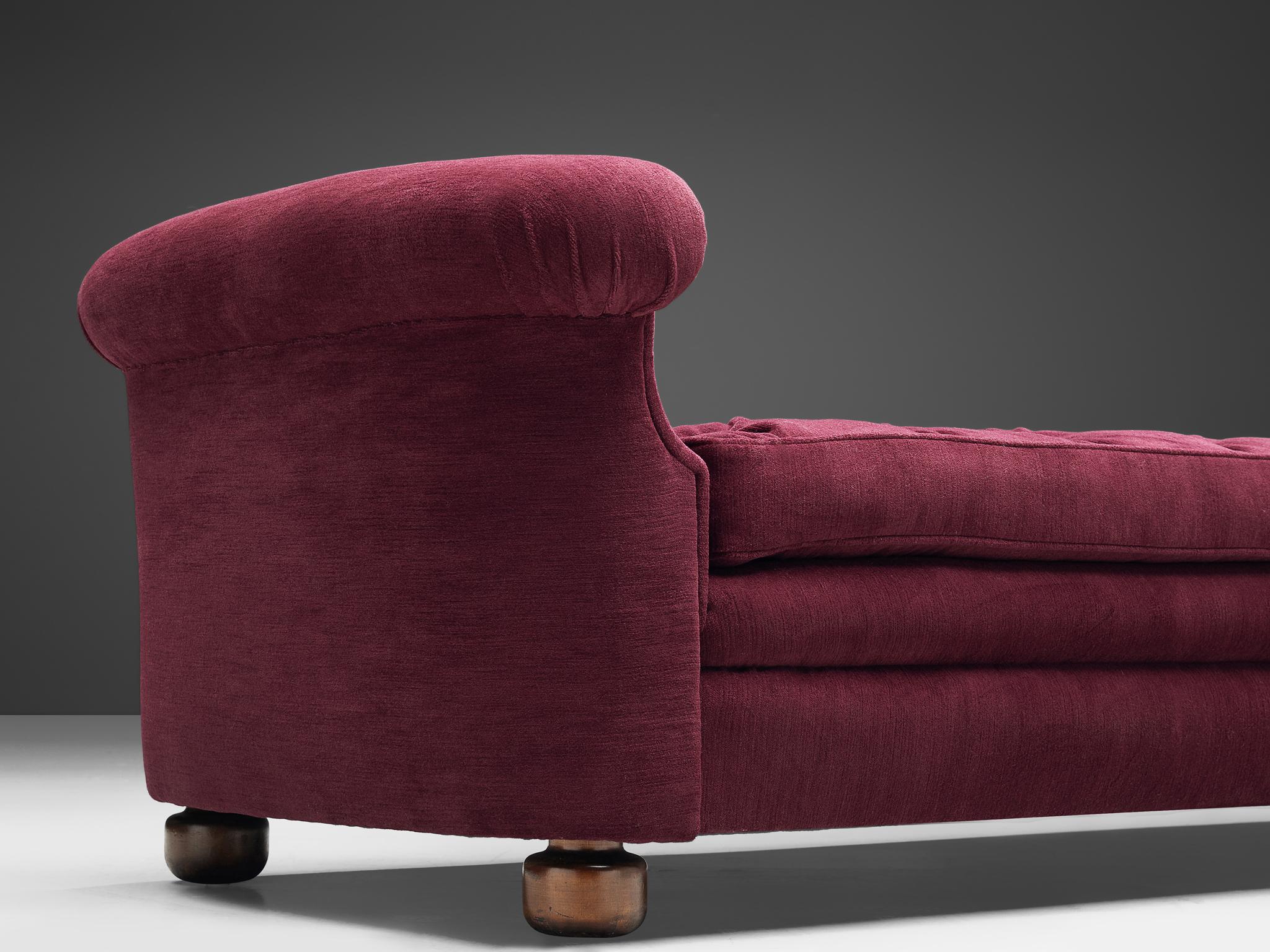 Swedish Josef Frank Reupholstered Daybed in Burgundy Fabric