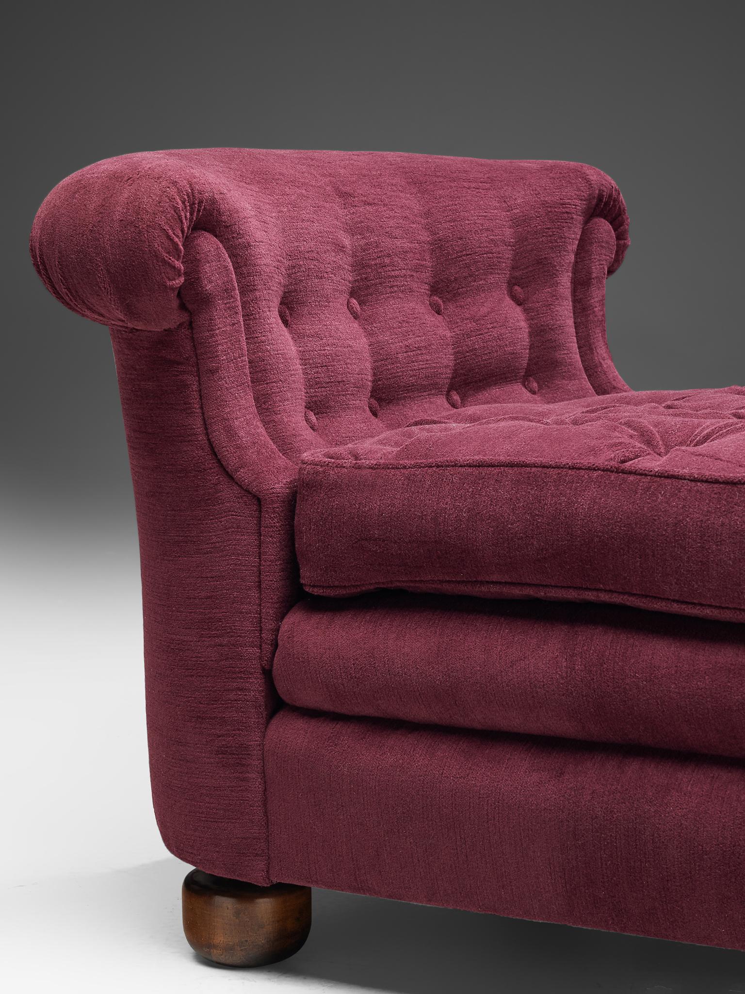 Mid-20th Century Josef Frank Reupholstered Daybed in Burgundy Fabric
