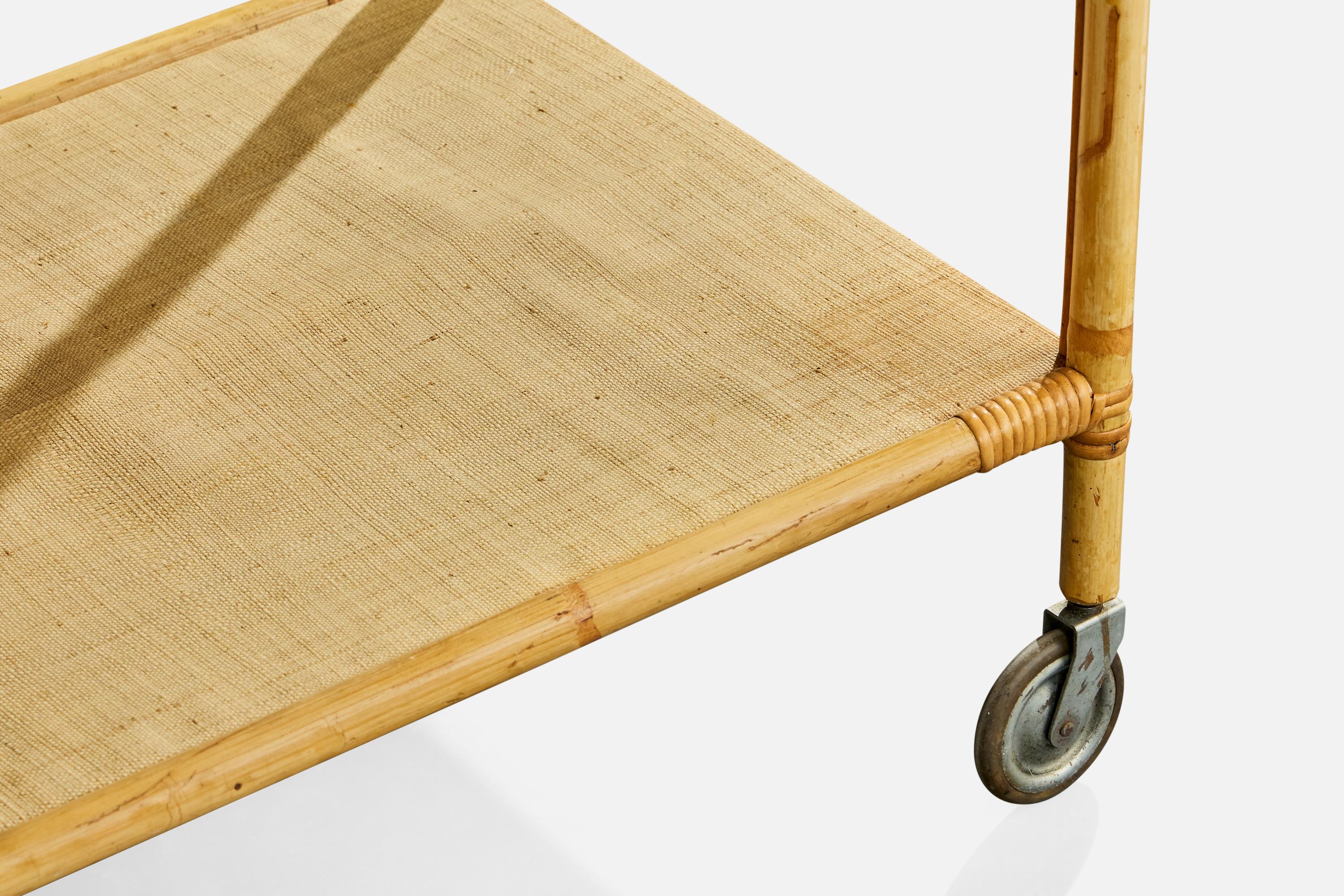 Josef Frank, Serving Cart, Bamboo, Rattan, Metal, Sweden, 1950s en vente 4