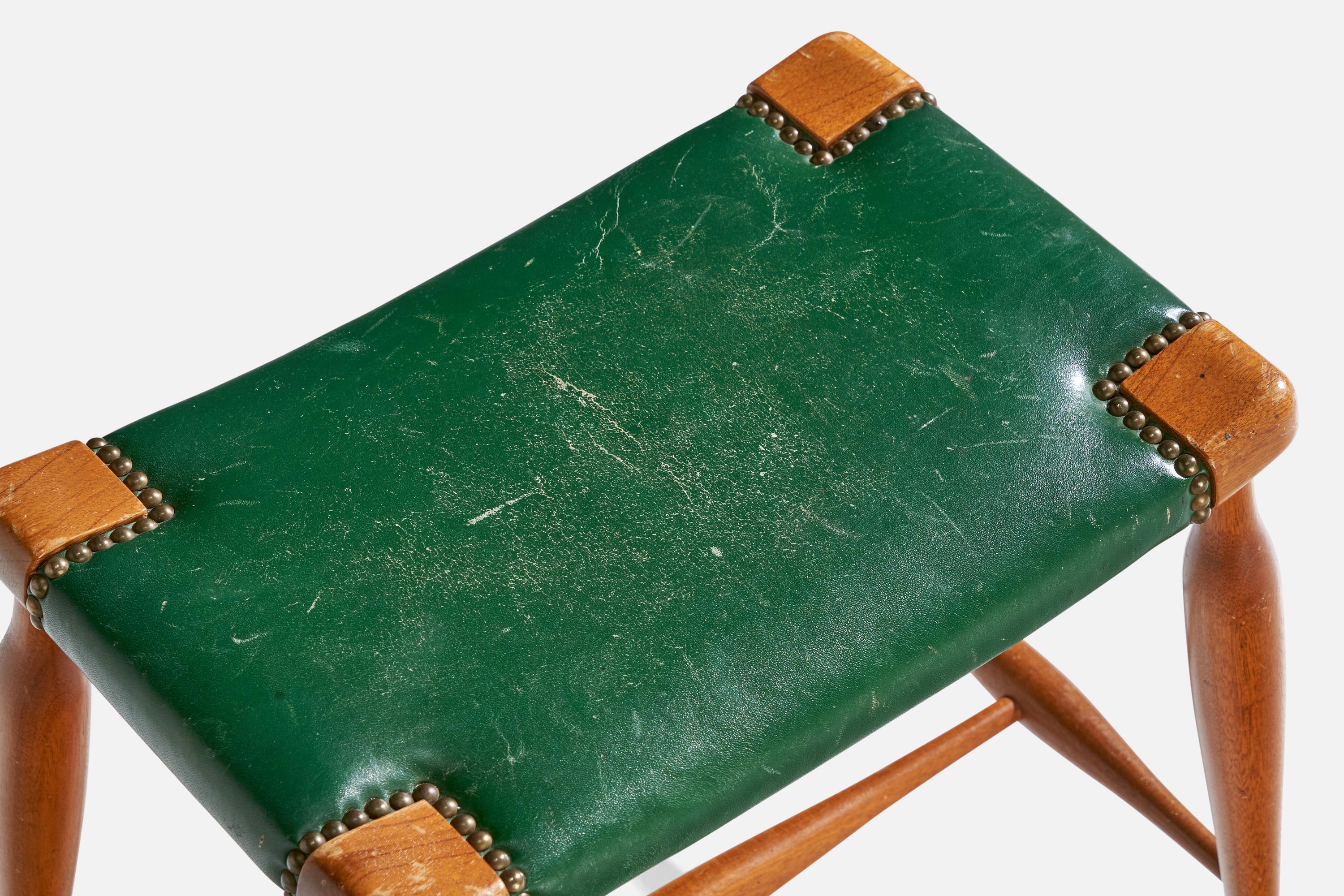 Josef Frank, tabouret, acajou, laiton, cuir, Suède, années 1950 Bon état - En vente à High Point, NC