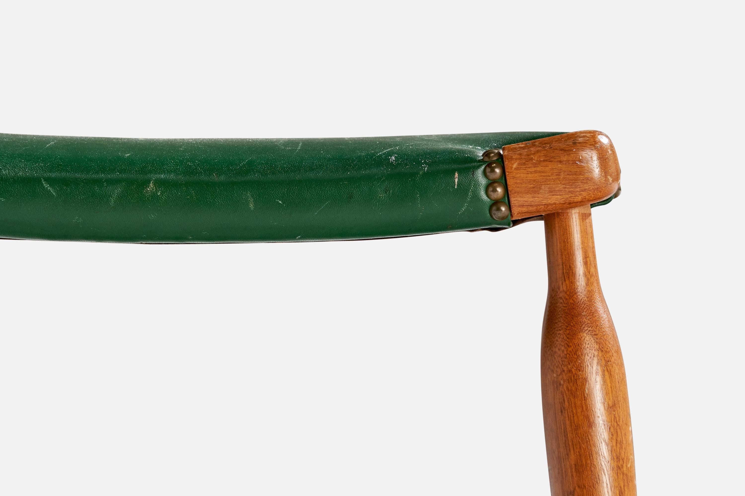 Laiton Josef Frank, tabouret, acajou, laiton, cuir, Suède, années 1950 en vente