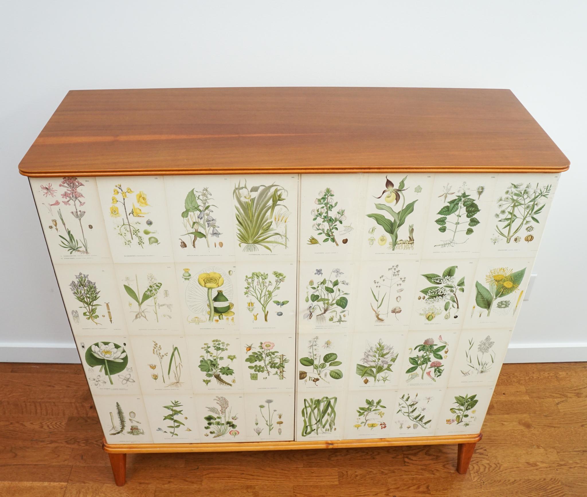 Birch Josef Frank Style Swedish Botanical Cabinet