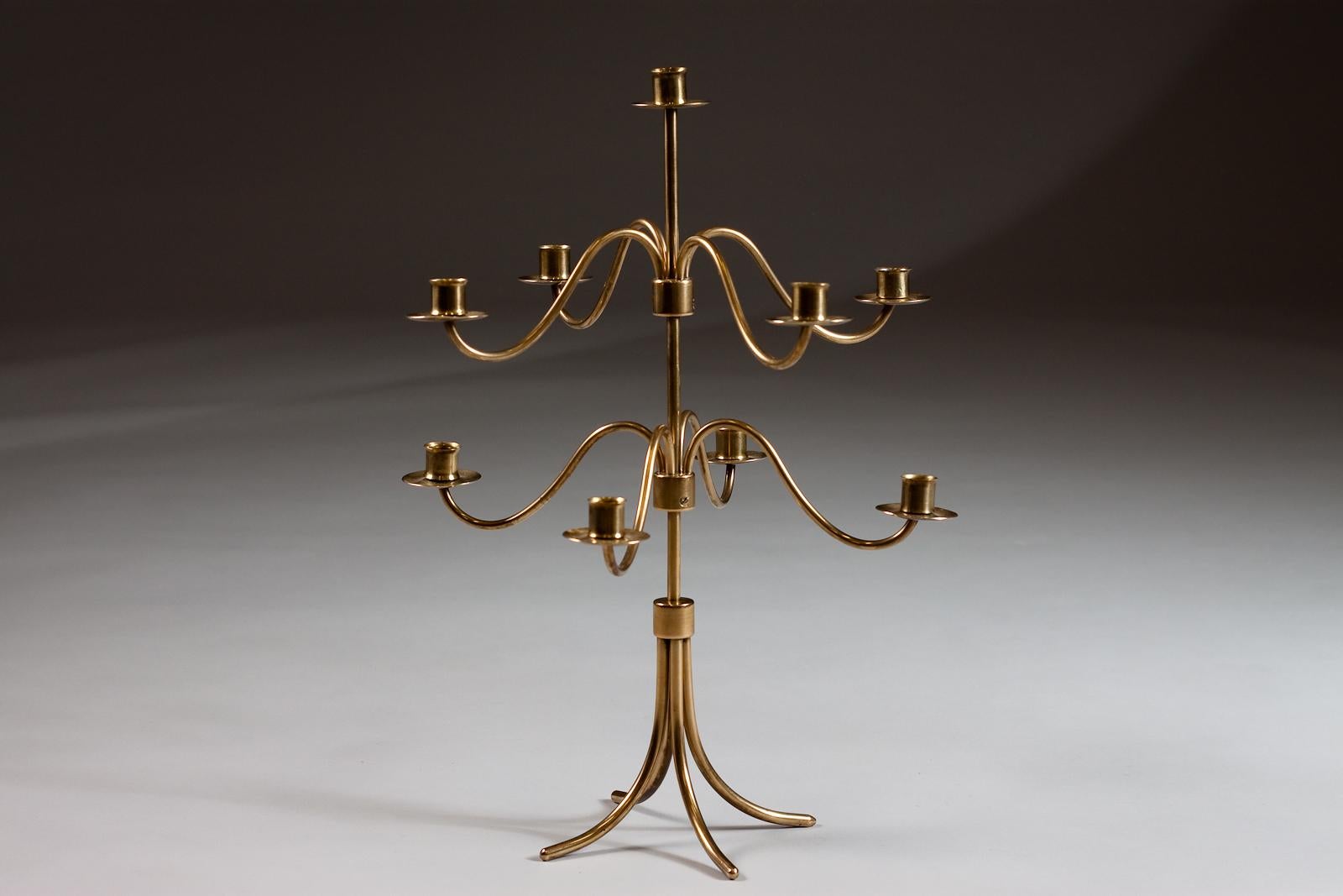 Scandinavian Modern Josef Frank, Swedish Mid-Century Modern Brass Candelabra for Svenskt Tenn For Sale