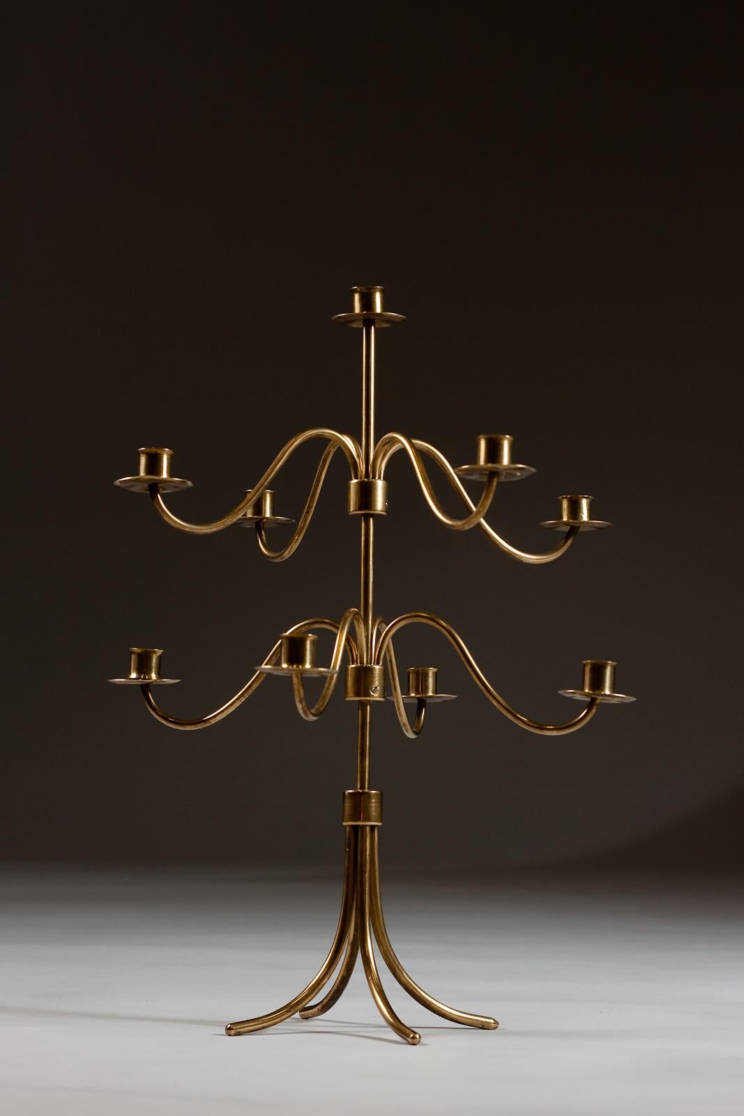 20th Century Josef Frank, Swedish Mid-Century Modern Brass Candelabra for Svenskt Tenn For Sale