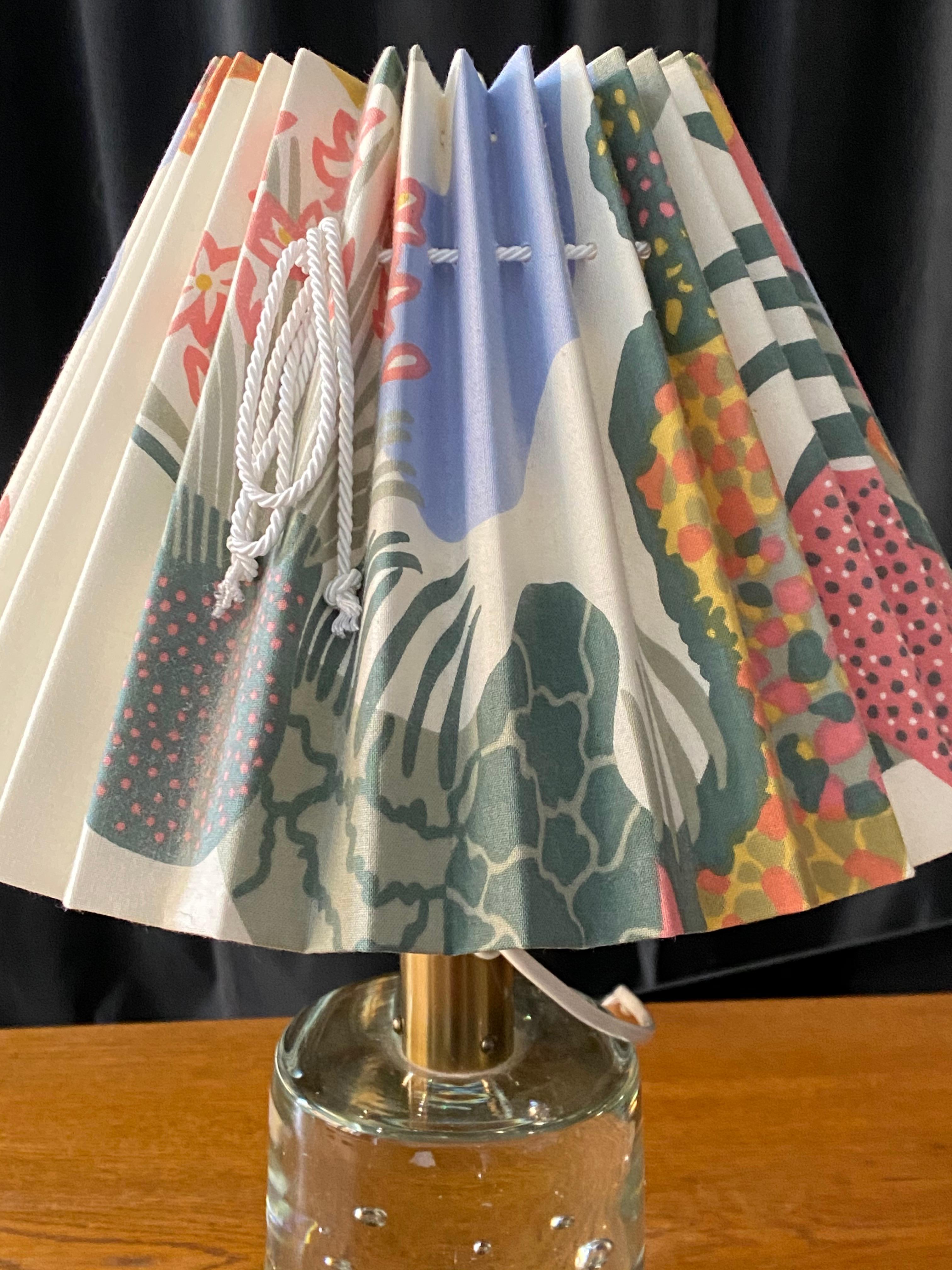 Josef Frank, table lamp, blown glass, brass, fabric Svenskt Tenn, Sweden, 1960s 2