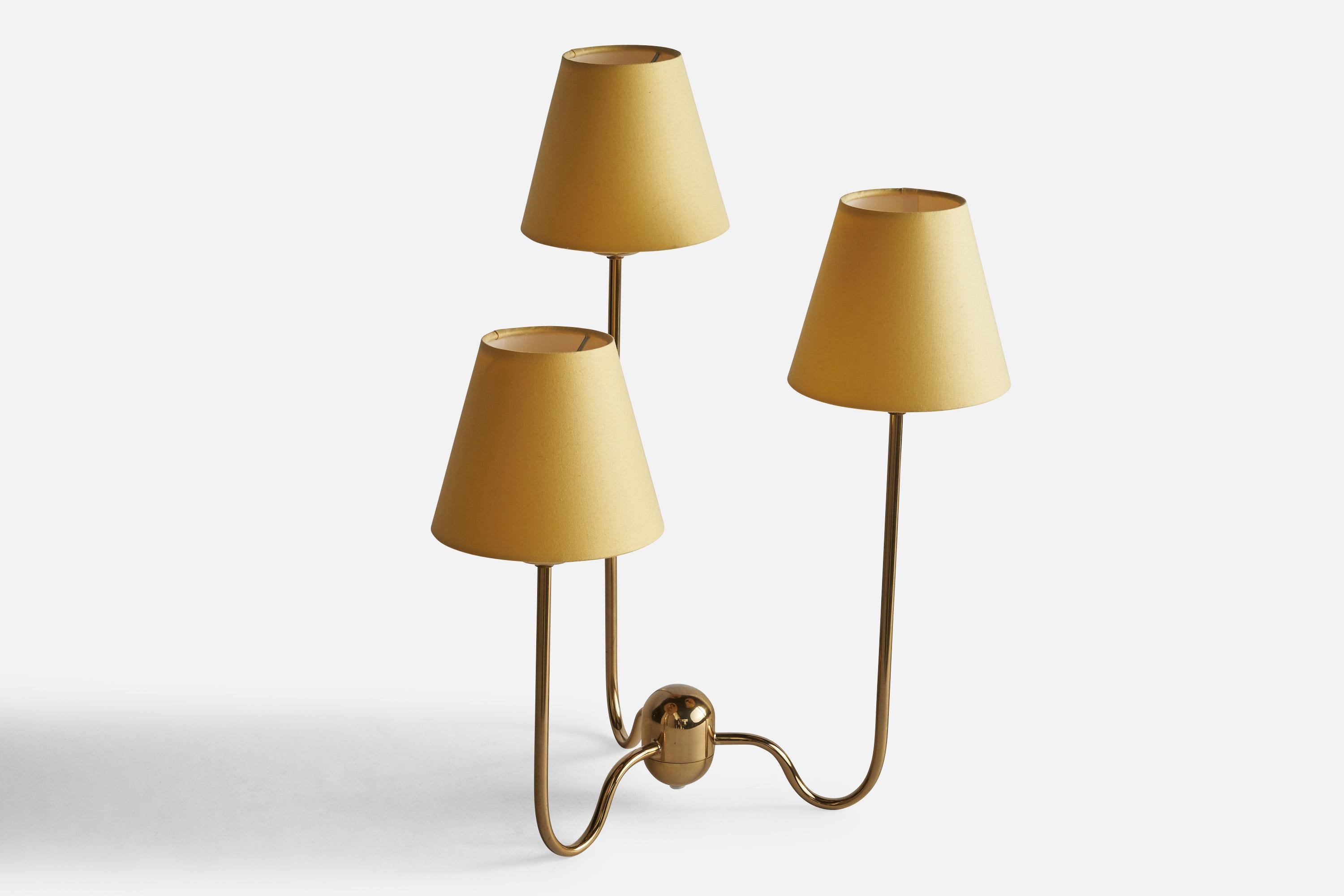 Swedish Josef Frank, Table Lamp, Brass, Fabric, Sweden, 1990s