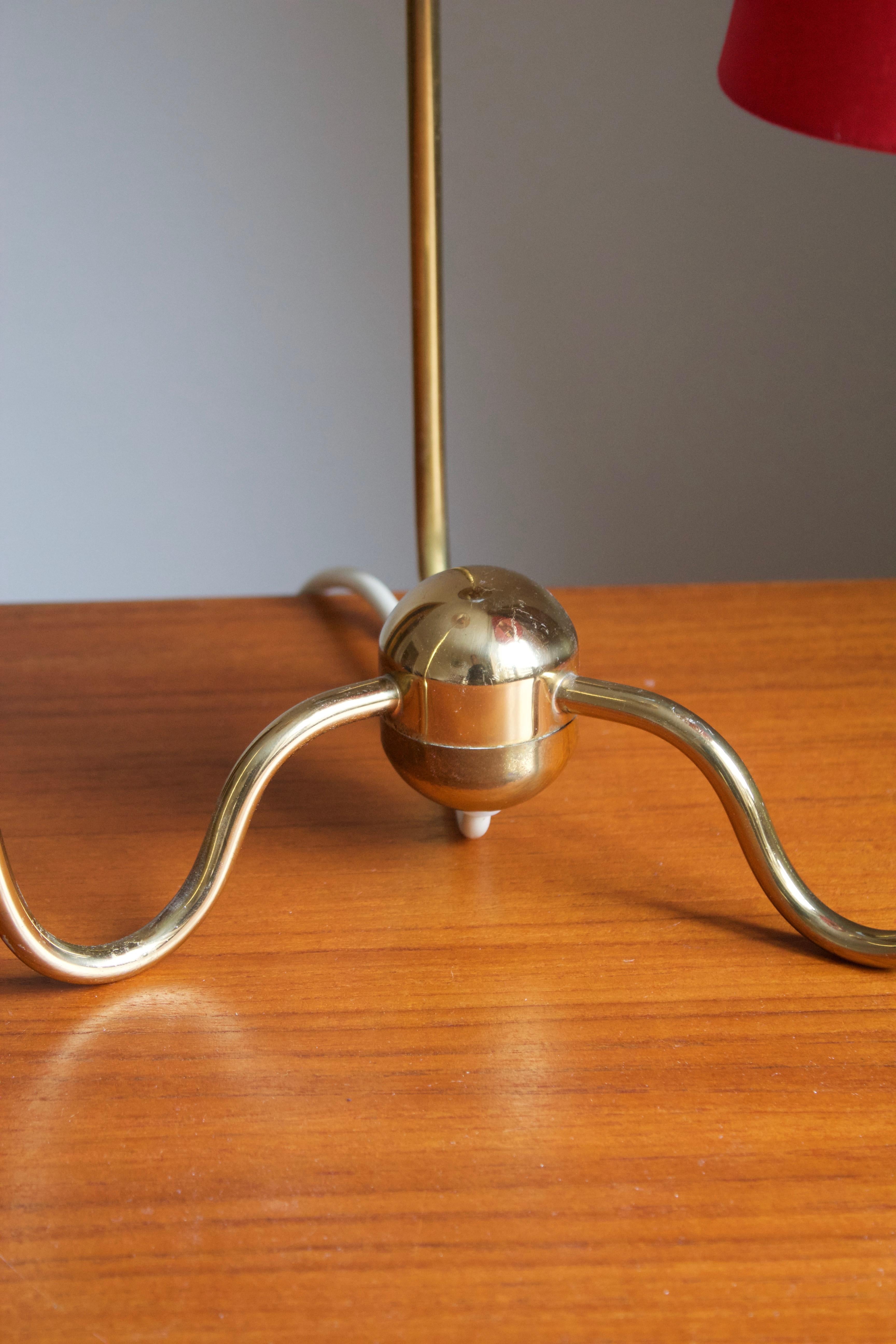 Josef Frank, Table Lamp, Brass, Red, Blue, Yellow Screens, Svenskt Tenn In Good Condition In High Point, NC