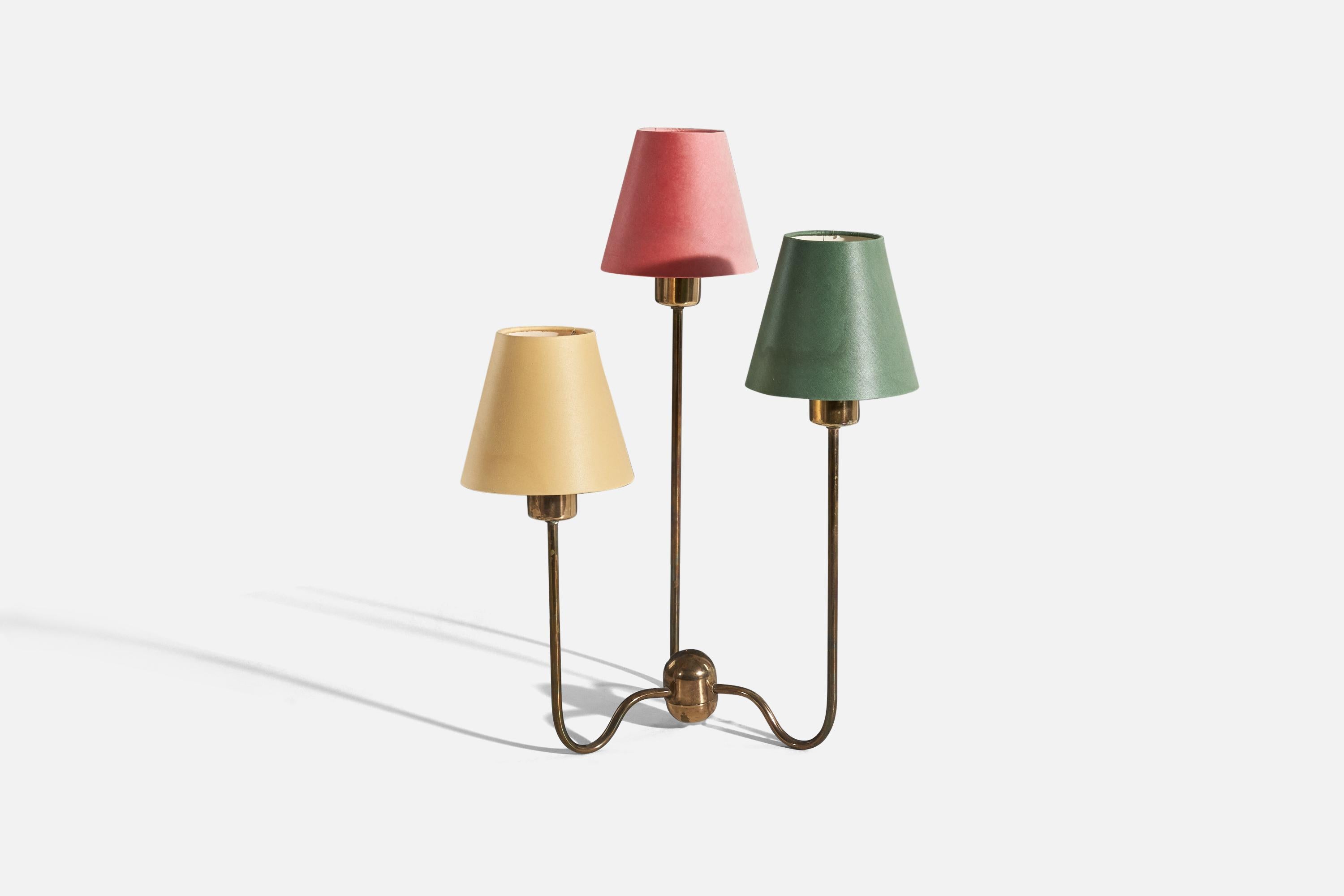 Mid-Century Modern Josef Frank, Table Lamp Model 2468, Brass, Cotton, Svenskt Tenn, Sweden, 1950s