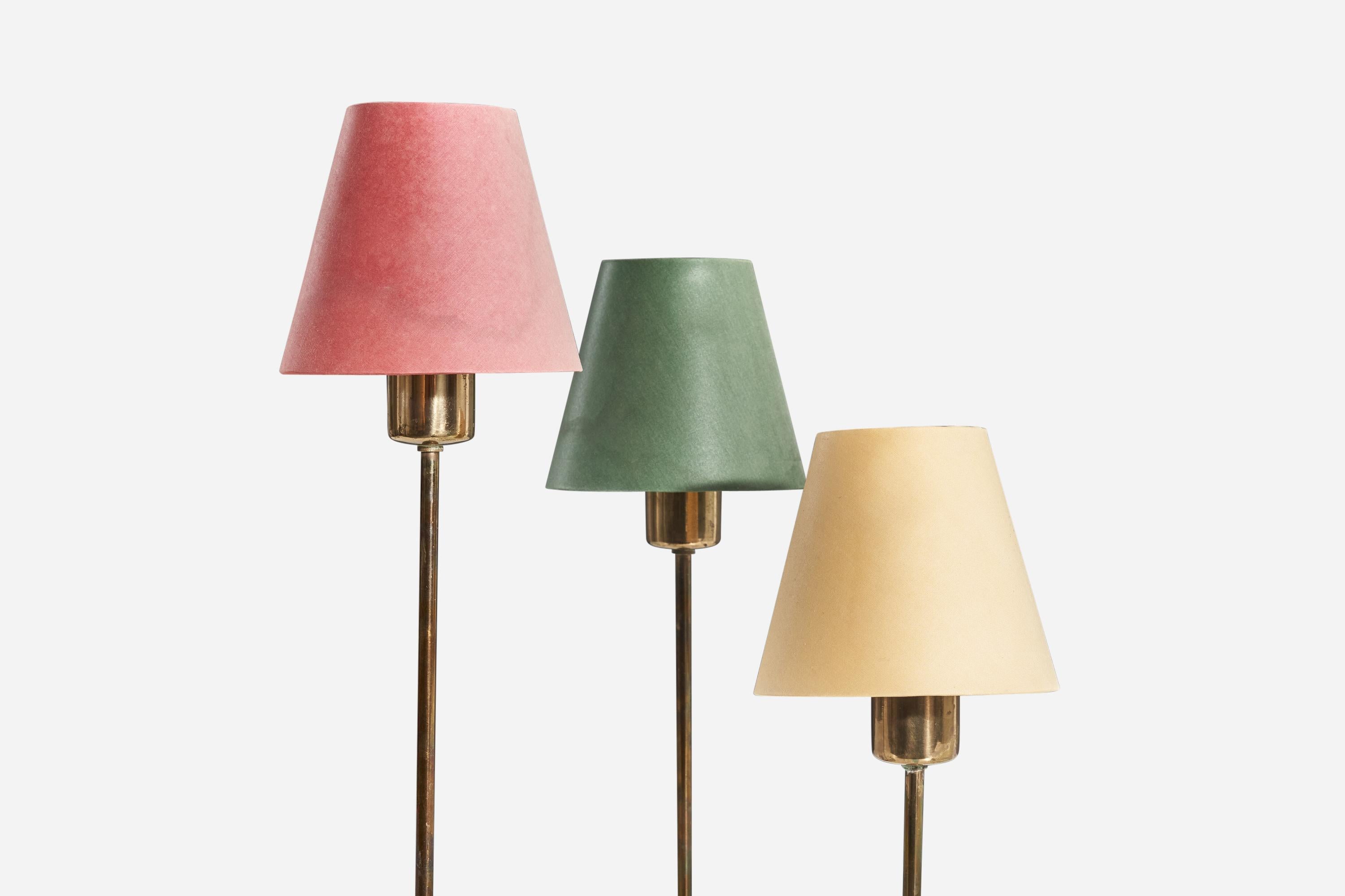 Swedish Josef Frank, Table Lamp Model 2468, Brass, Cotton, Svenskt Tenn, Sweden, 1950s