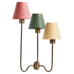 Josef Frank, Table Lamp Model 2468, Brass, Cotton, Svenskt Tenn, Sweden, 1950s