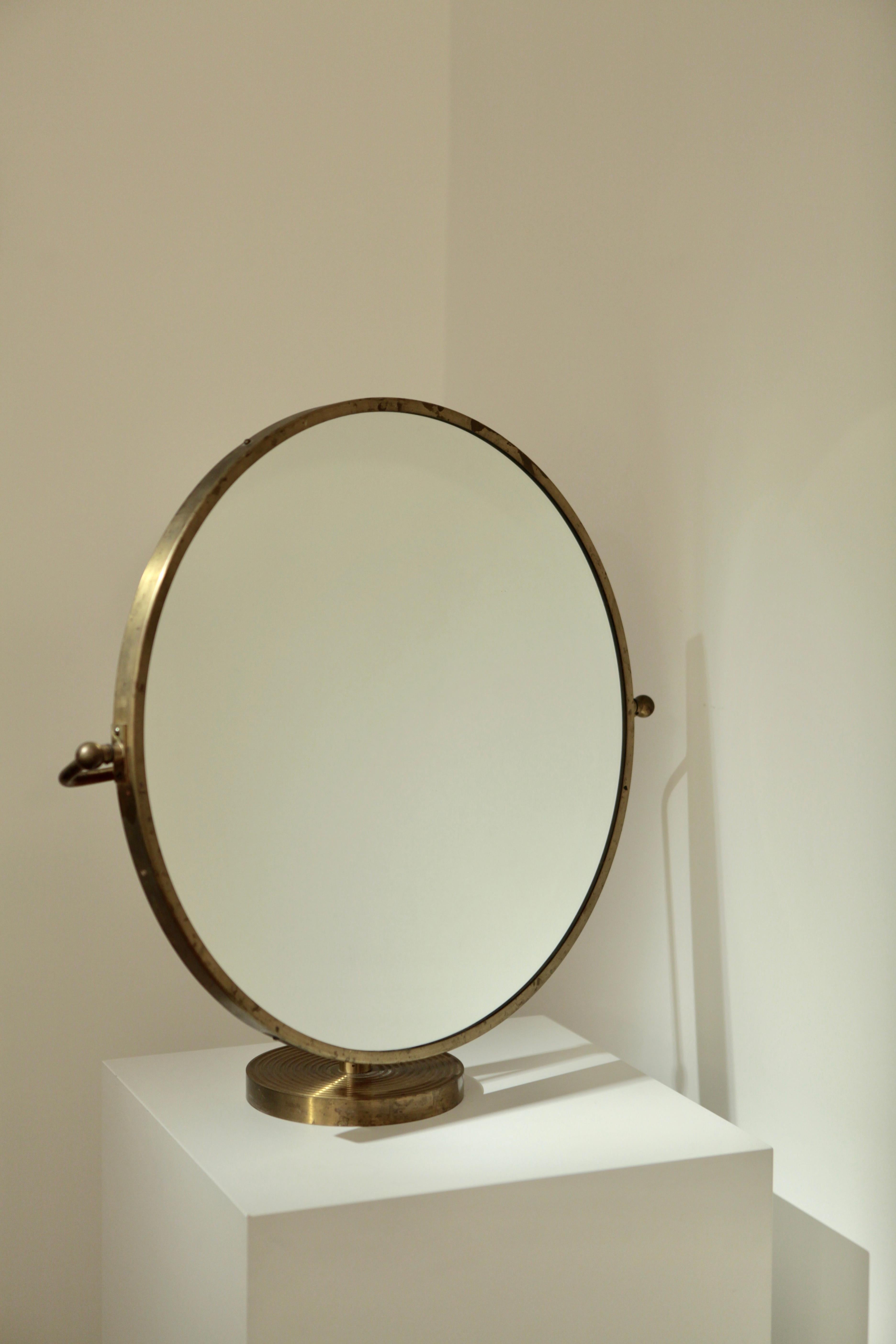Brass Josef Frank, 'Table Mirror' Svenskt Tenn, Sweden, 1934