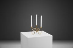 Josef Frank Vänskapsknuten Brass Candelabra for Firma Svenskt Tenn, Sweden 1940s