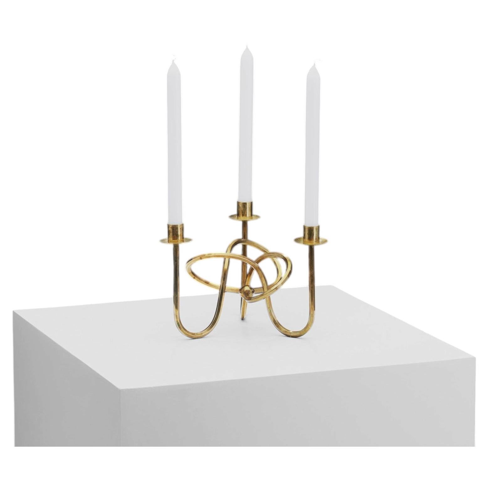 Josef Frank Vänskapsknuten Brass Candelabra for Firma Svenskt Tenn, Sweden 1940s For Sale