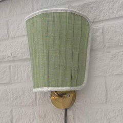 Josef Frank wall lamp 2143, brass and silk, Firma Svenskt Tenn, Sweden, 1940s