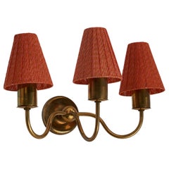 Josef Frank, Wall Light, Brass, Fabric Sweden, 1940s