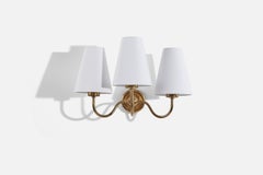 Josef Frank, Wall Light, Brass, Fabric, Sweden, 1950s