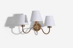 Josef Frank, Wall Light, Brass, Fabric, Sweden, 1950s