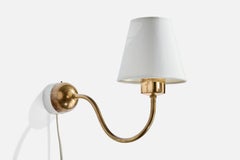 Josef Frank, Wall Light, Brass, Fabric, Sweden, 1960s