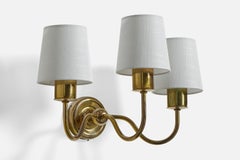 Josef Frank, Wandleuchte, Messing, Stoff, Schweden, 1960er Jahre