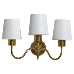 Josef Frank, Wall Light, Brass, Fabric, Sweden, 1960s