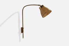 Josef Frank, Wall Light, Brass, Rattan, 1950s