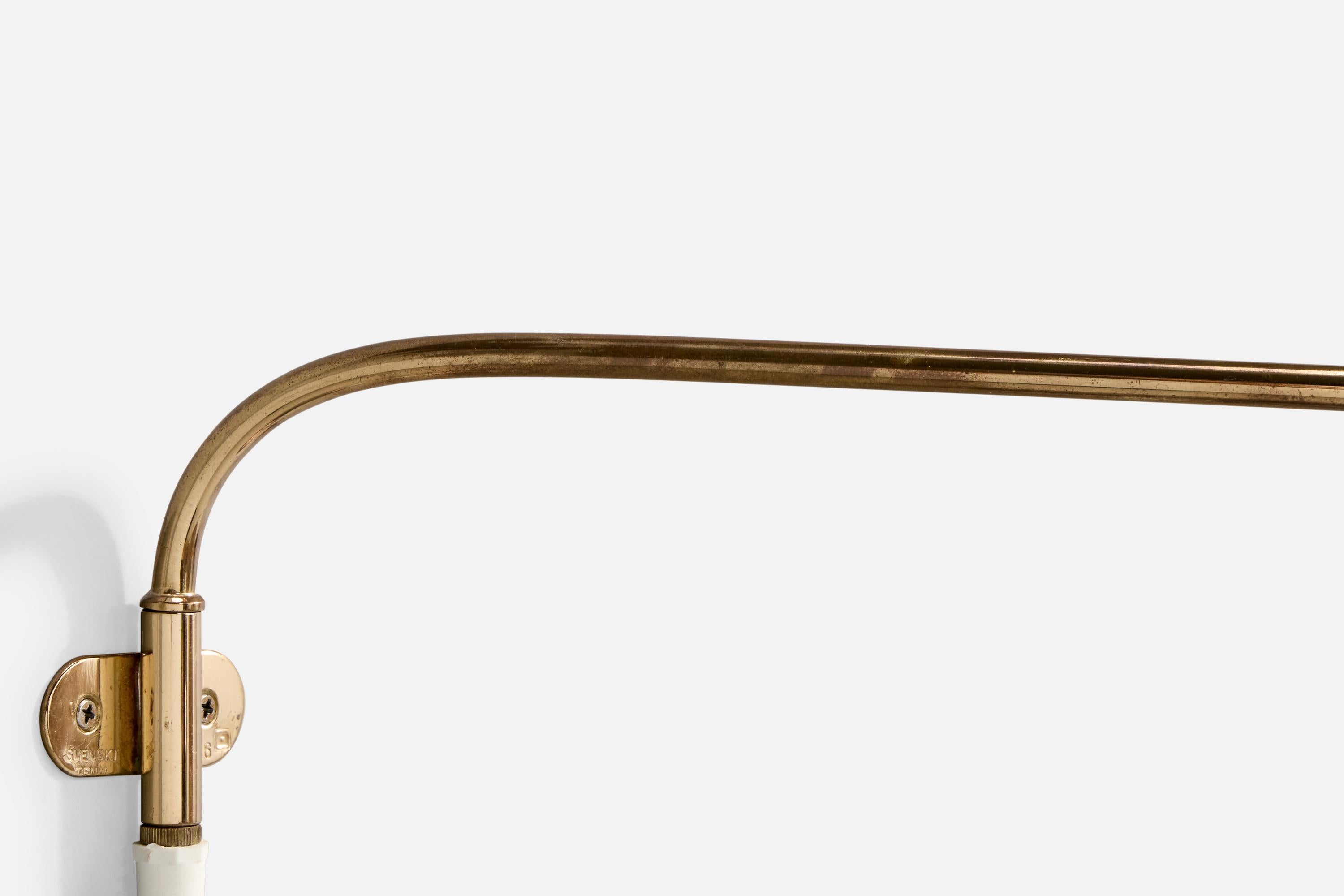 Late 20th Century Josef Frank, Wall Light, Brass, Rattan, Sweden, 1980s For Sale