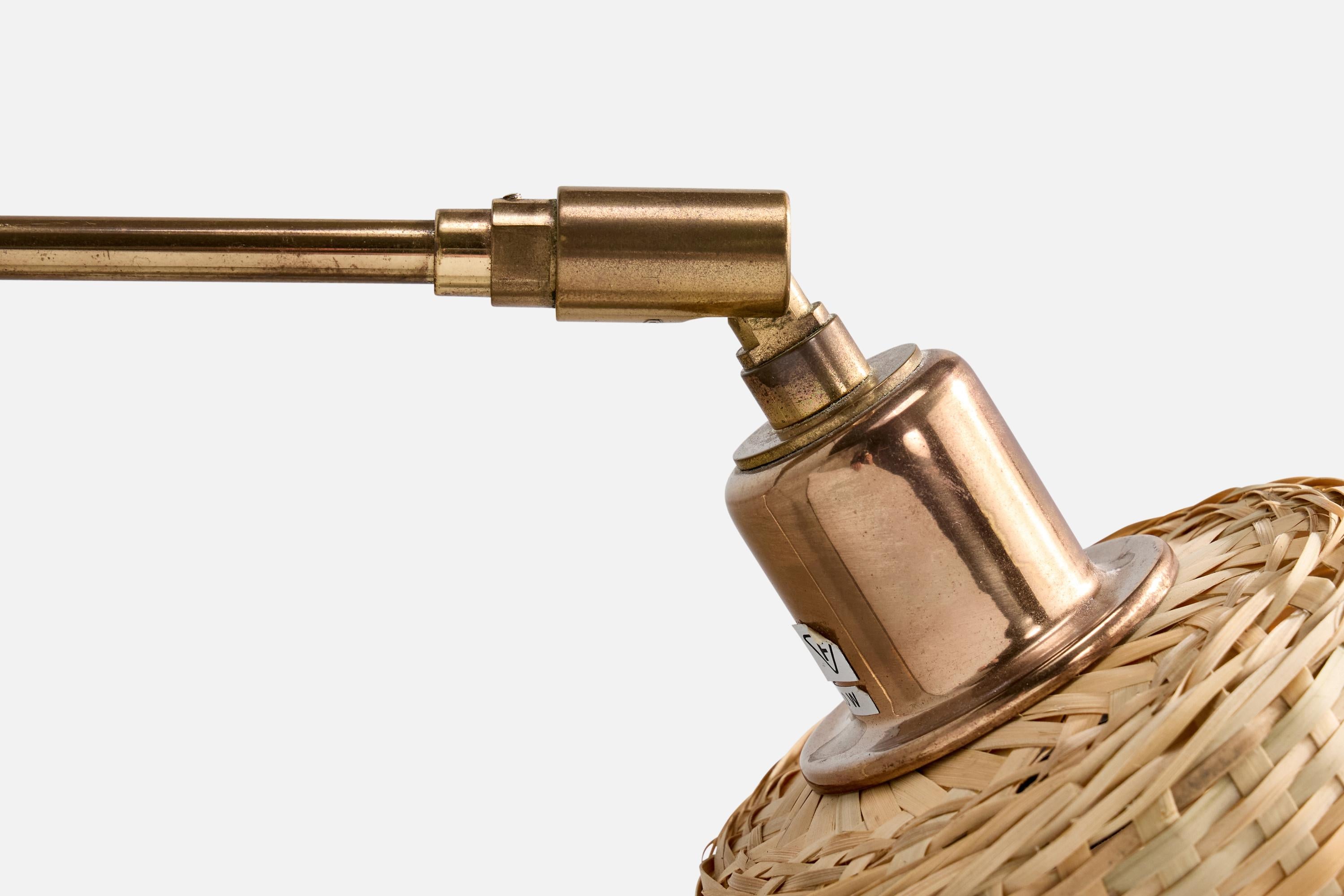 Josef Frank, Wall Light, Brass, Rattan, Sweden, 1980s For Sale 1