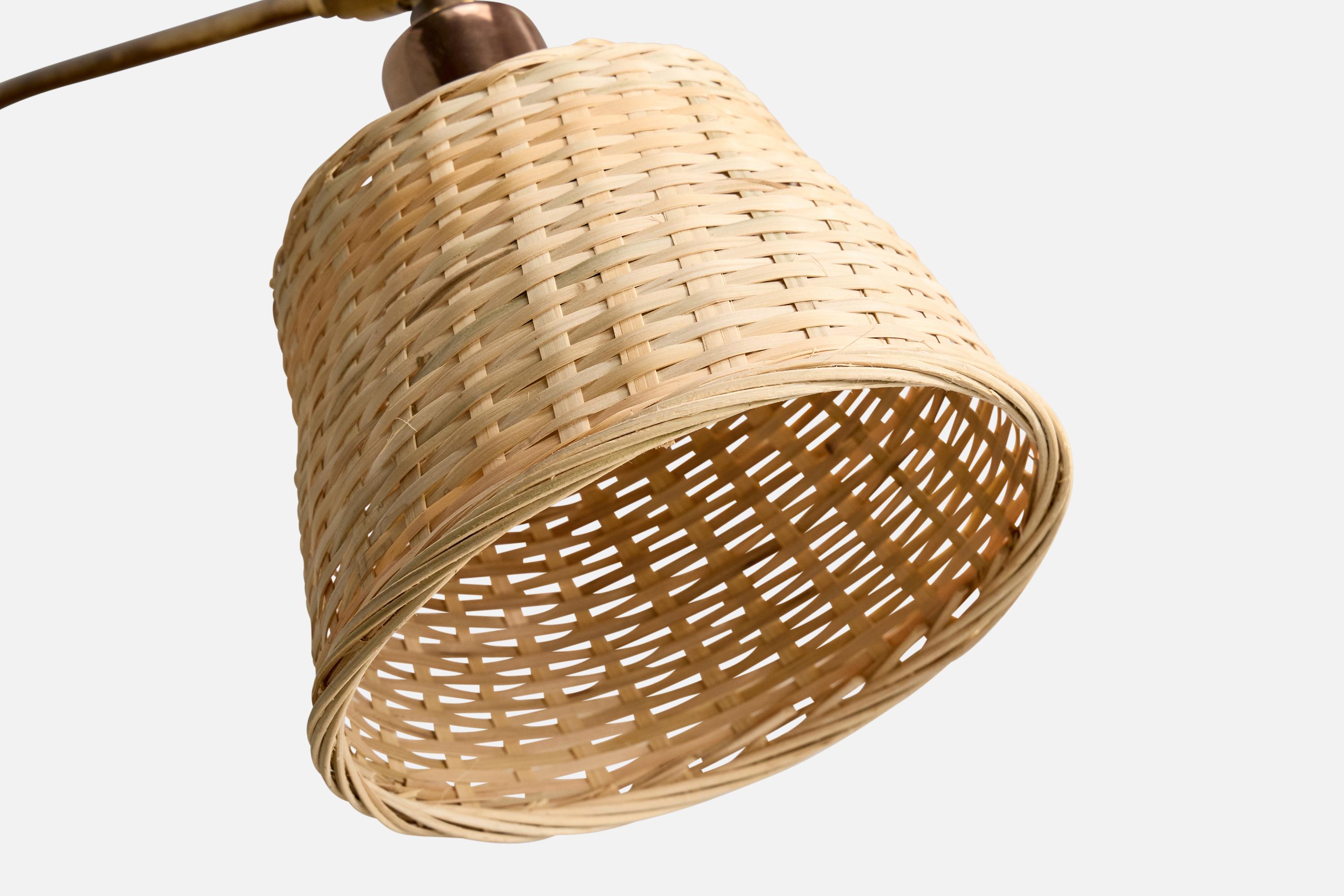 Josef Frank, Wall Light, Brass, Rattan, Sweden, 1980s For Sale 2