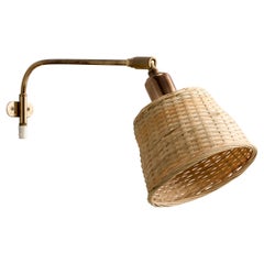 Josef Frank, Wall Light, Brass, Rattan, Sweden, 1980s