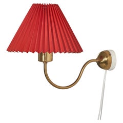 Josef Frank, Wall Light, Brass, Red Paper, Sweden, 1950s