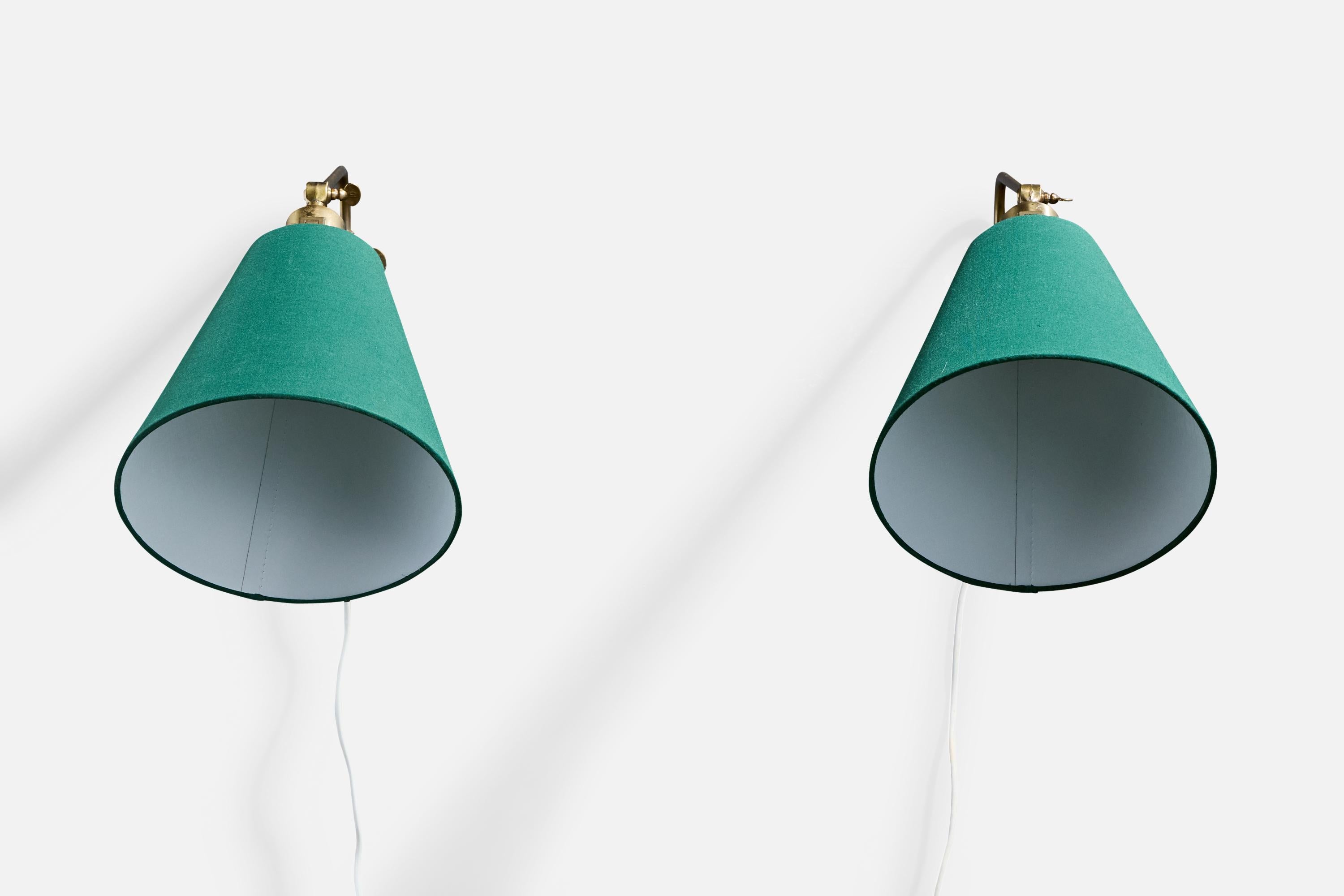 Josef Frank, Apliques, Latón, Tela, Suecia, años 1970 Moderno de mediados de siglo en venta