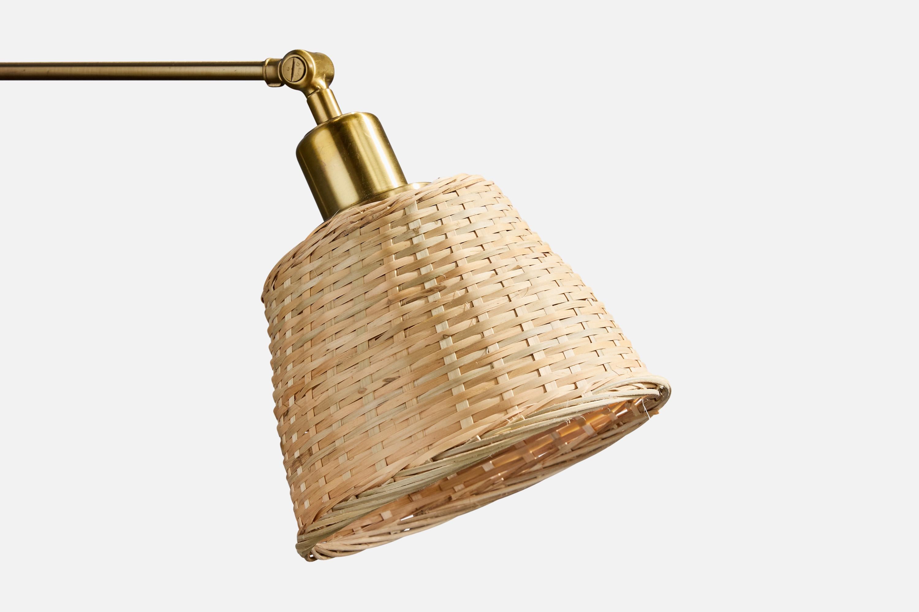 Josef Frank, Apliques, latón, ratán, Suecia, años 80 en venta 2