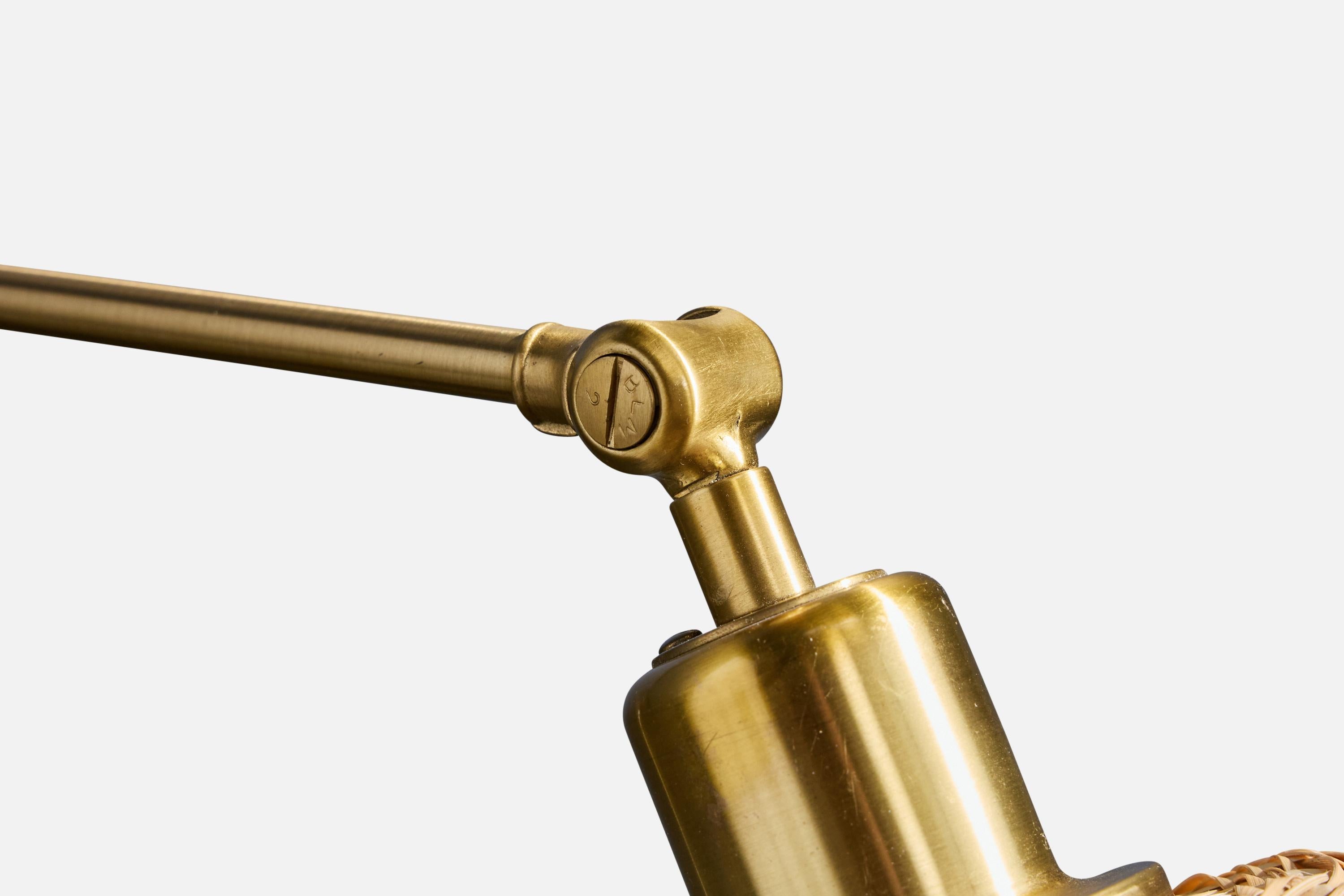 Josef Frank, Apliques, latón, ratán, Suecia, años 80 en venta 3