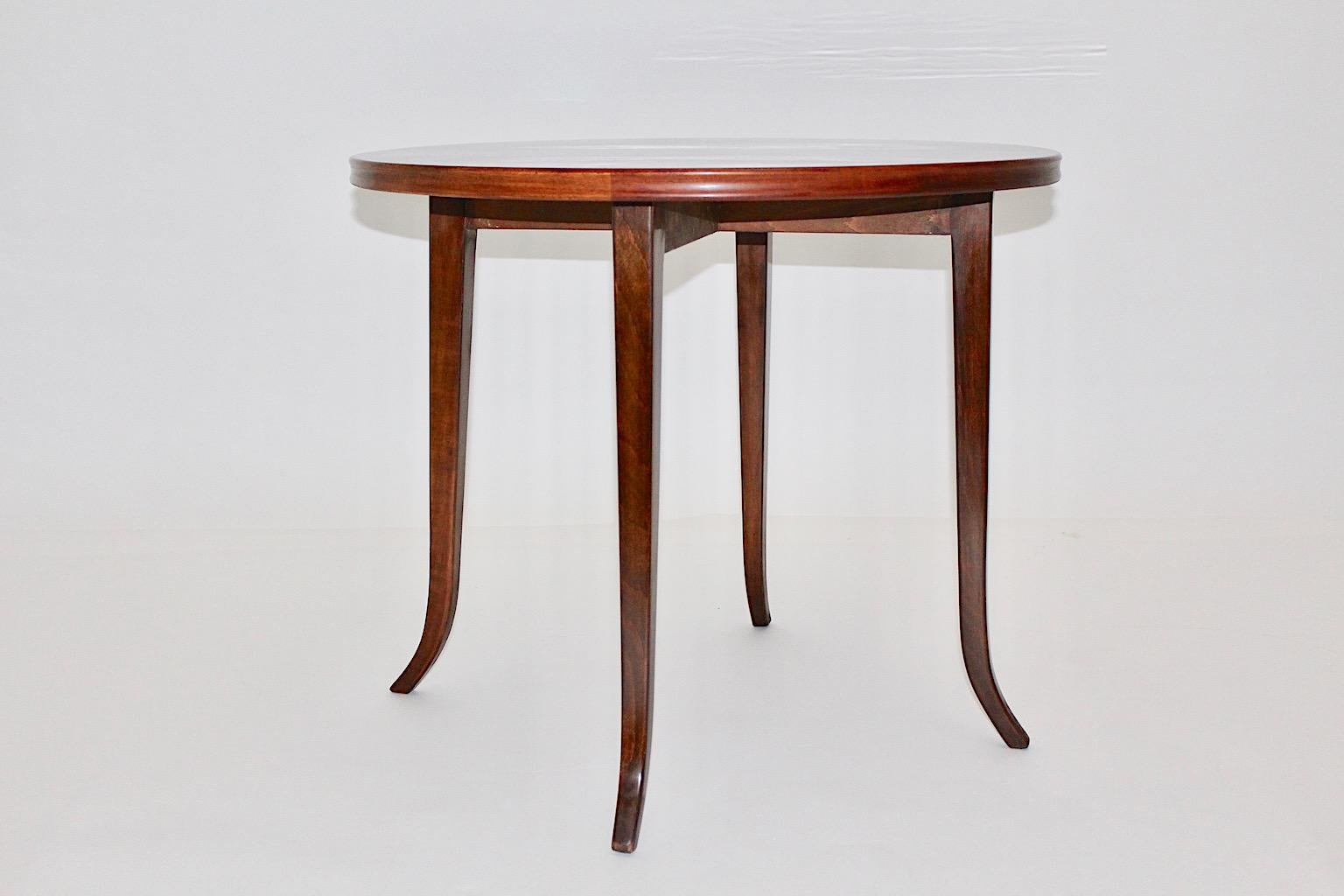 Art Deco Josef Frank Walnut Vintage Circular Coffee Table Side Table, Austria, 1930s For Sale